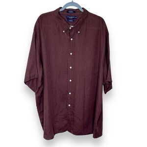 Daniel Cremieux Linen Brown Tailored Fit Button Down Short Sleeve Shirt Men 3X